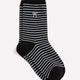 Black and White Striped Crew Socks with Bow Placement