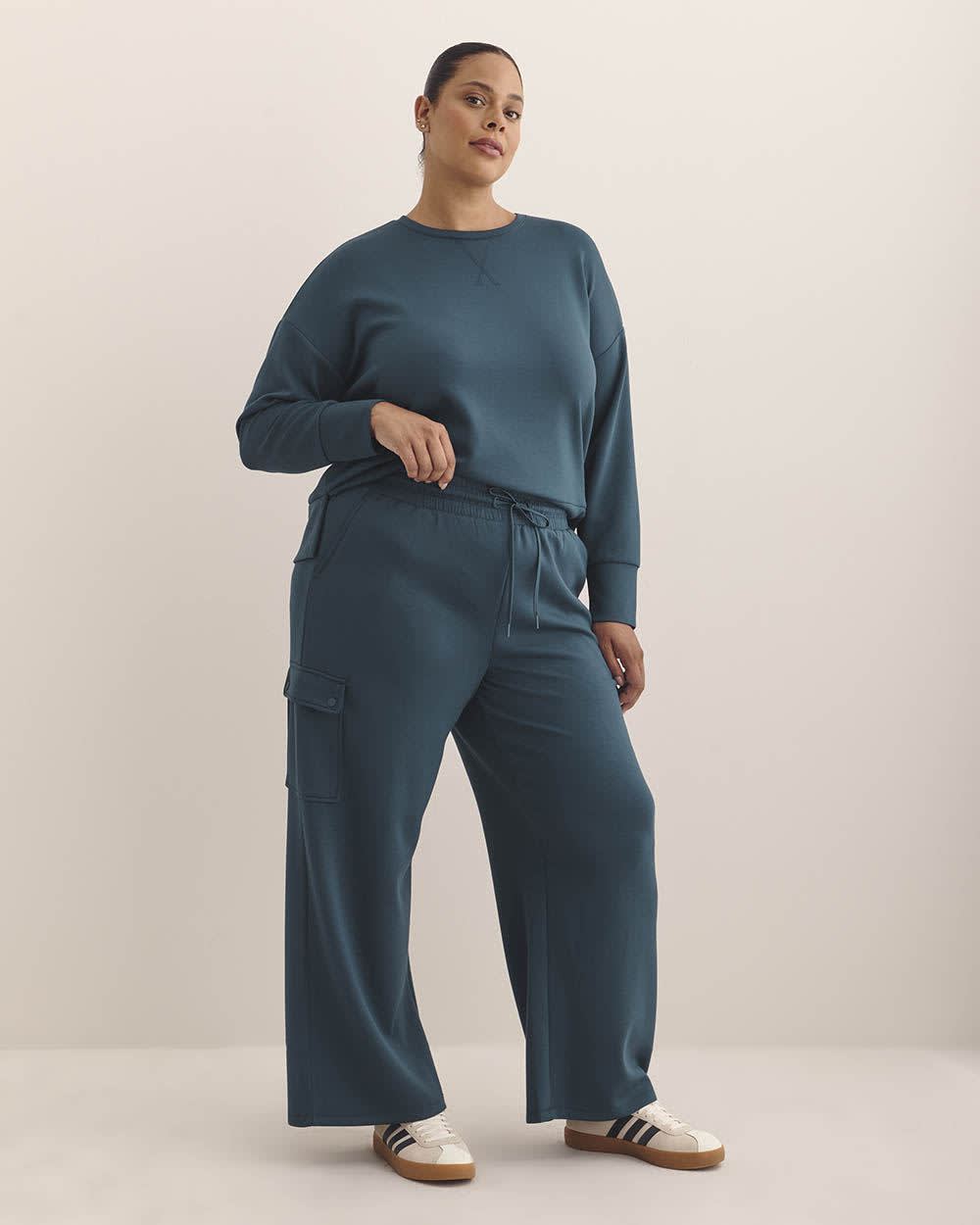 Pantalon cargo en tricot léger à jambe large, petite - Active Zone