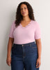 Lace V-Neck Rib Knit Tee