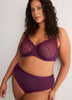 Plum Microfibre Cheeky Brief with Side Embroidery - Déesse