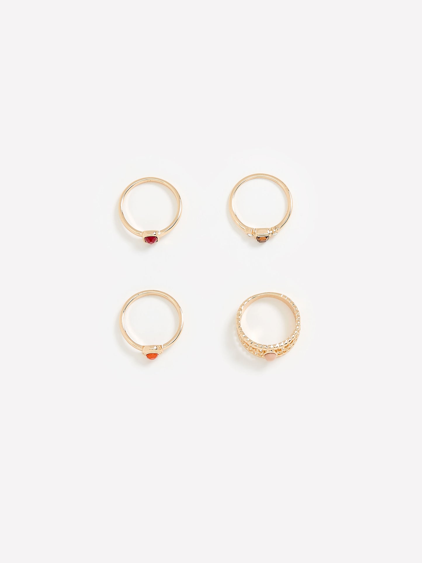 Assorted Rings with Mini Stones, Set of 3