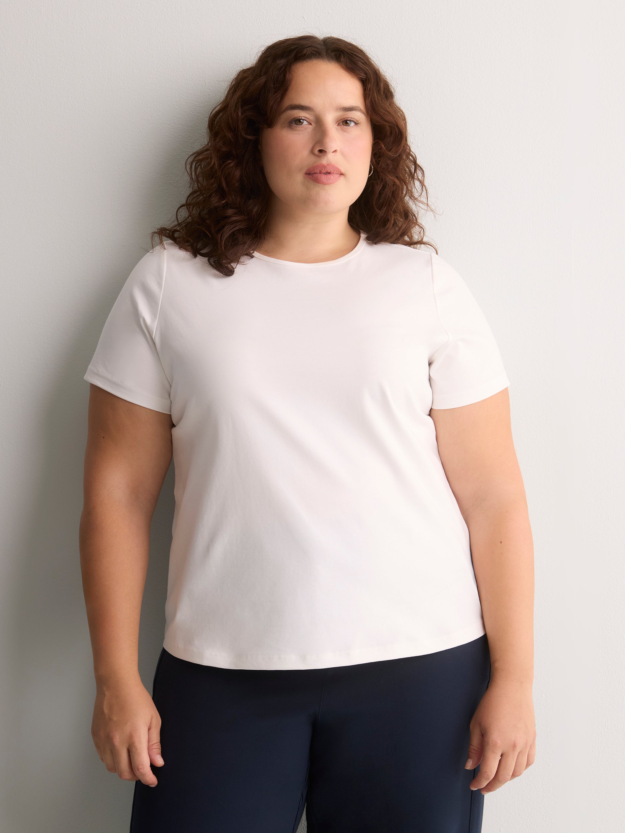 Smooth-Fit Crew-Neck Short-Sleeve Knit Top