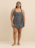 Black Geometric-Print Calabria Swim Dress - Raisins Curve