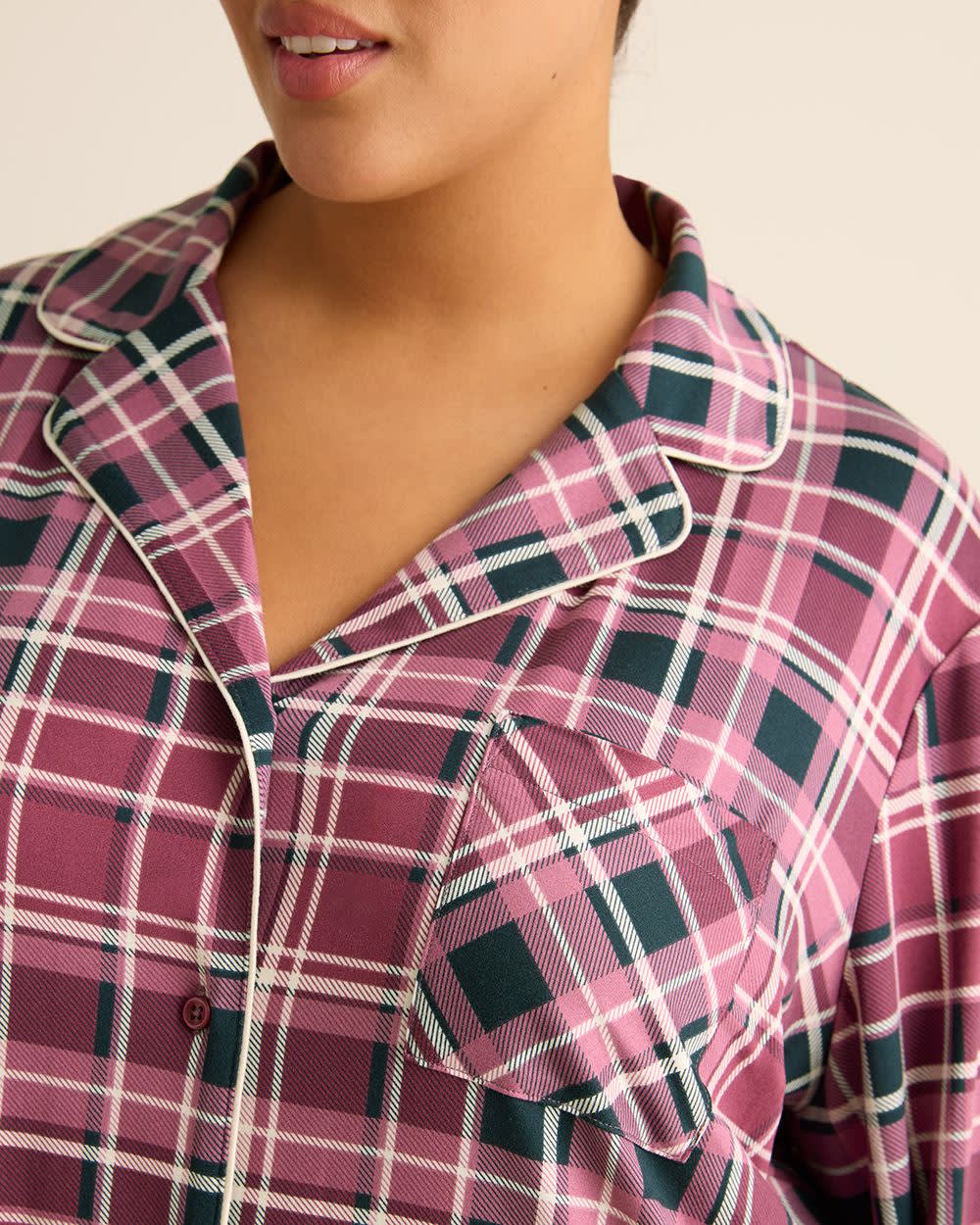 Plaid Long-Sleeve Sleep Shirt - ti Voglio