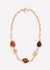 Short Golden Necklace with Large Beads