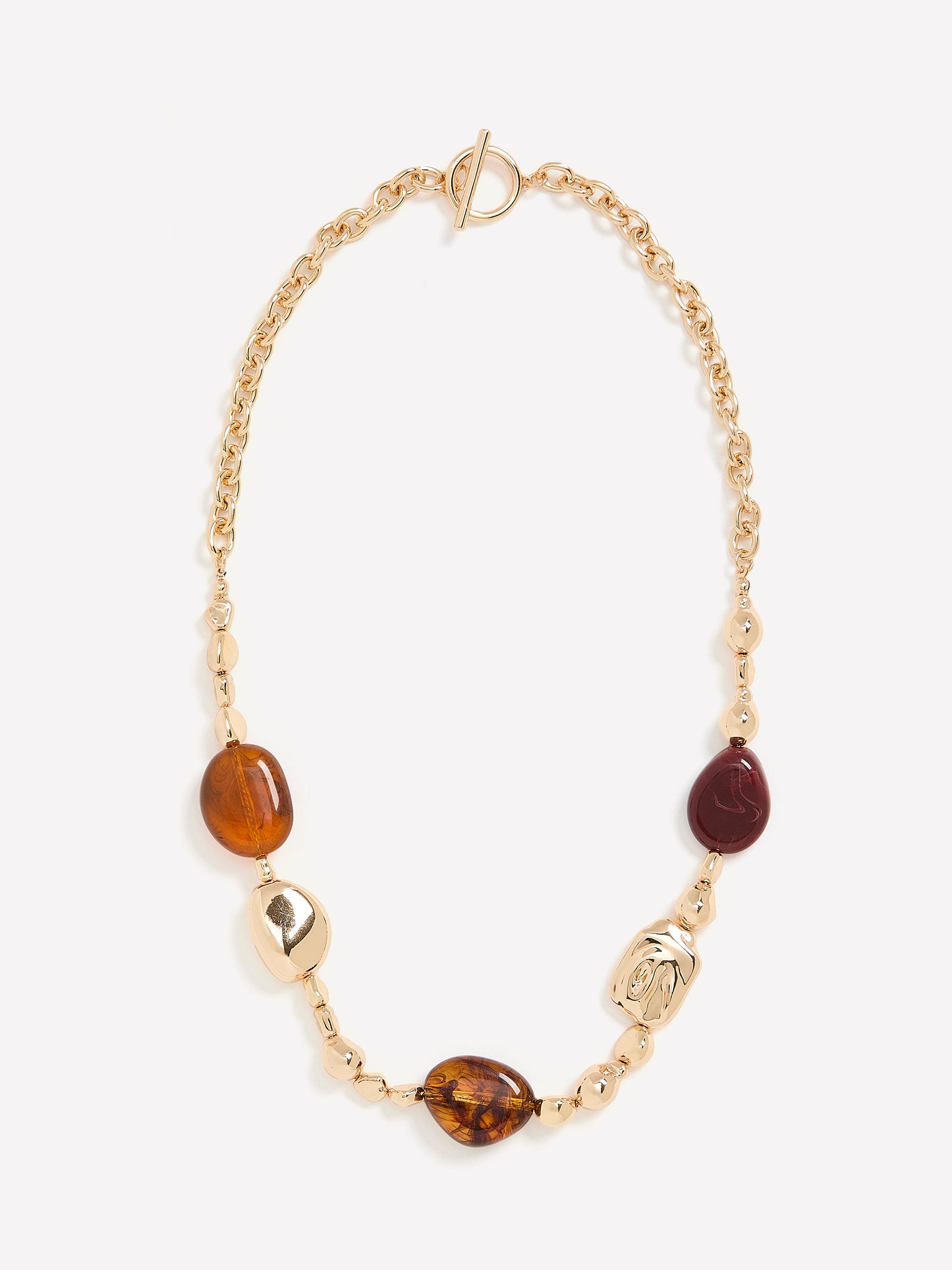 Short Golden Necklace with Large Beads