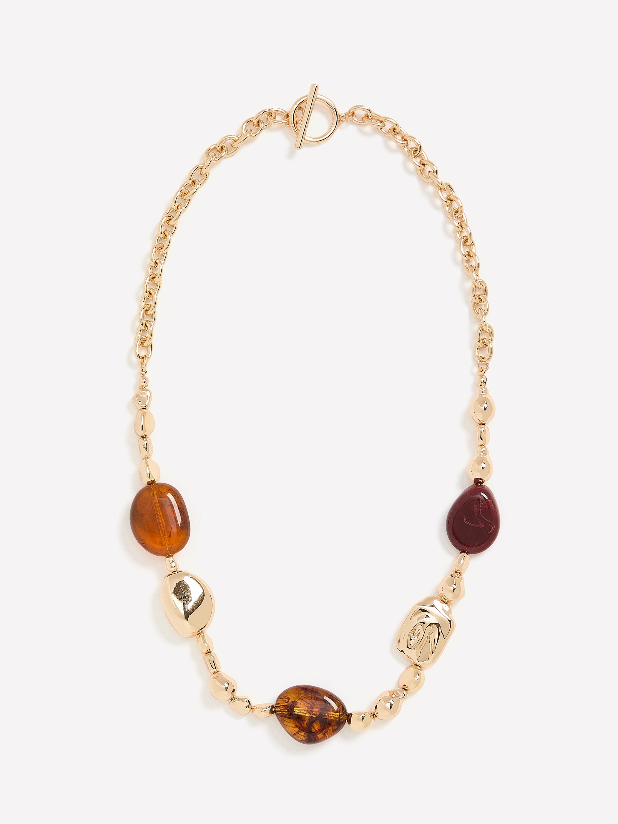 Short Golden Necklace with Large Beads
