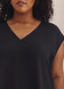 Mixed-Media V-Neck Blouse with Underpinning