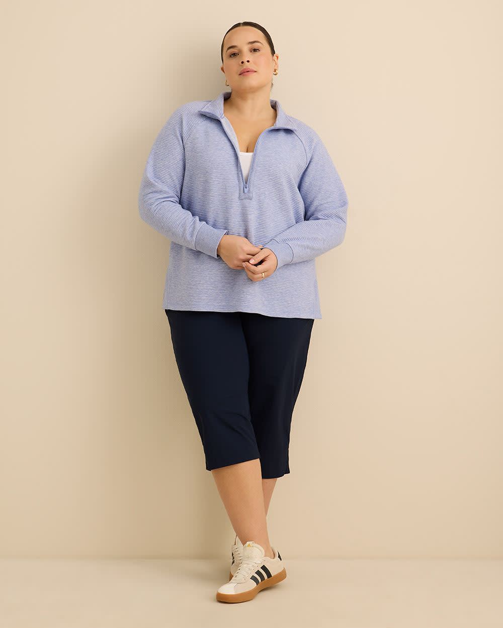 Chandail à col montant et demi-zip en tricot ottoman - Active Zone