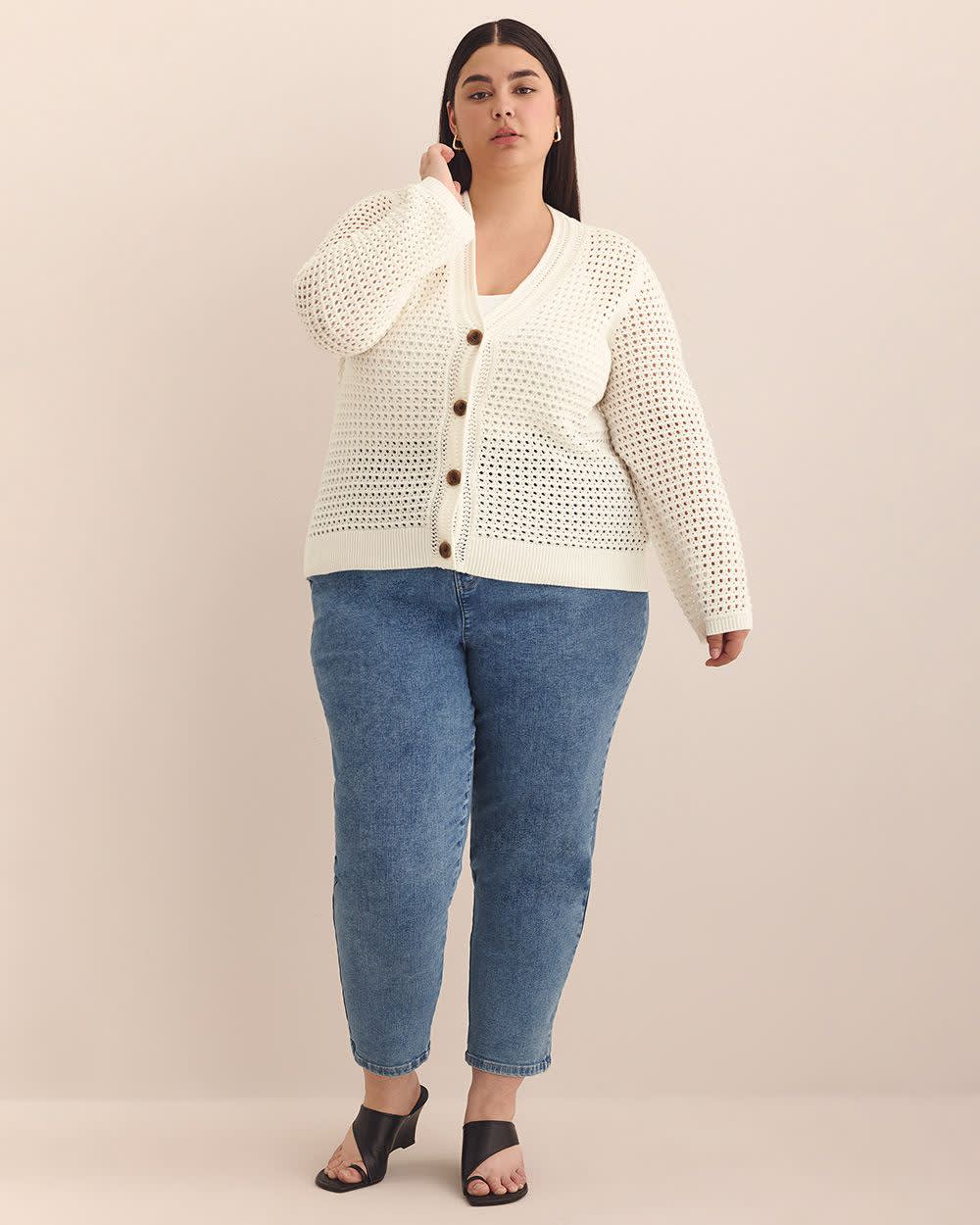 Long-Sleeve Crochet Cotton Cardigan