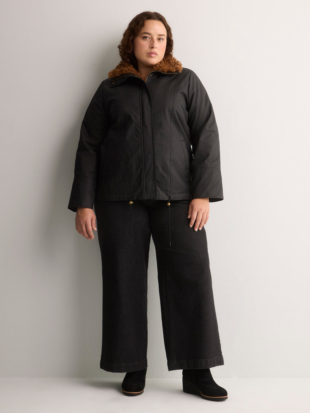 Manteau aviateur noire enduit