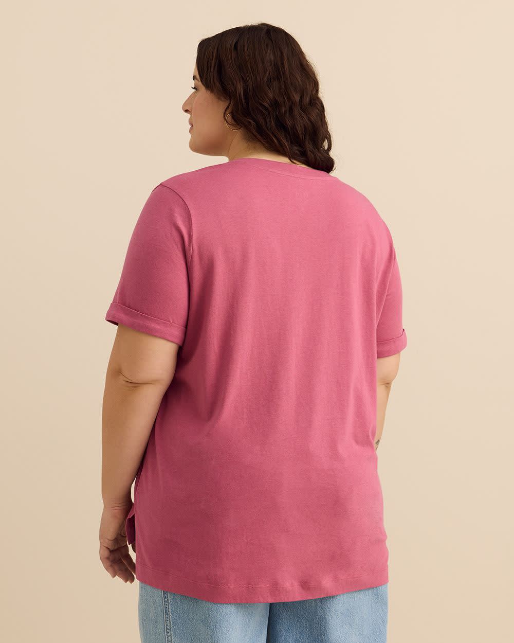 Responsible, V-Neck Boyfriend Tee with Slits