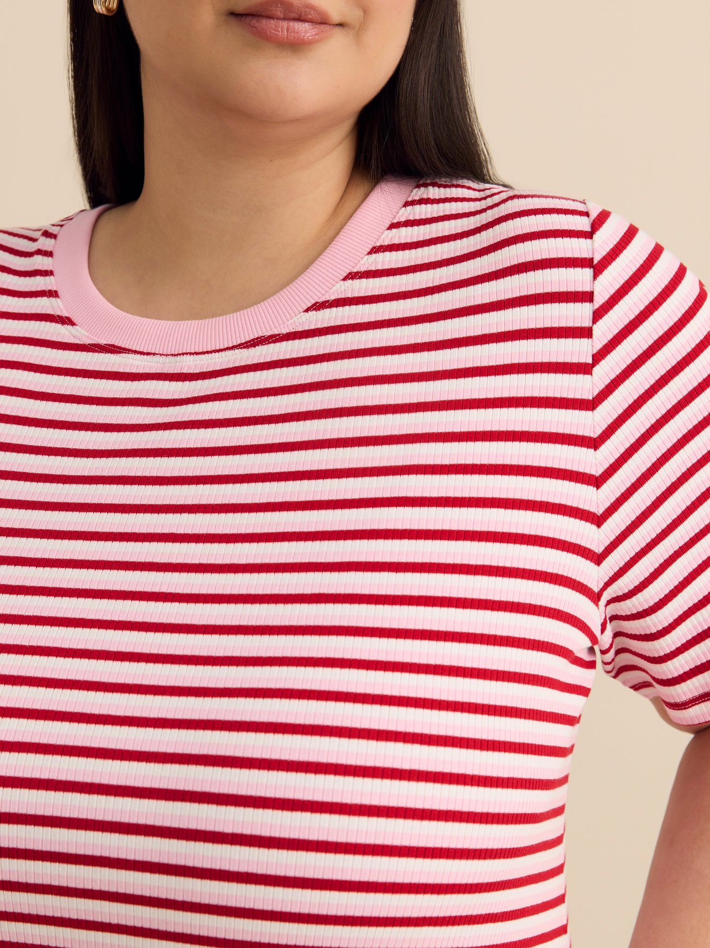 Curvy-Fit Crewneck Tee with Placement Print