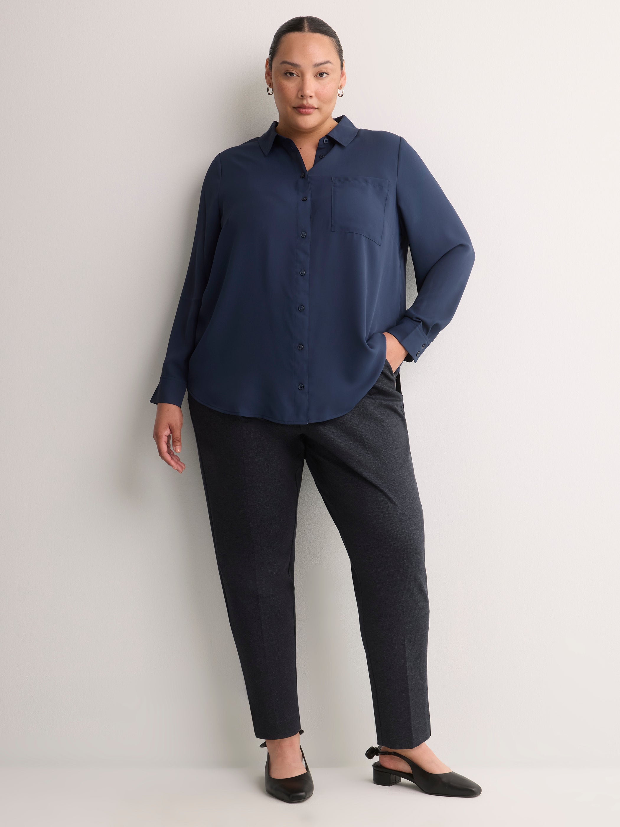 Navy Pull-On Tapered-Leg Knit Pant, Essential Pant