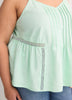 Linen Blend Swing Cami Blouse with Pintuck Detail
