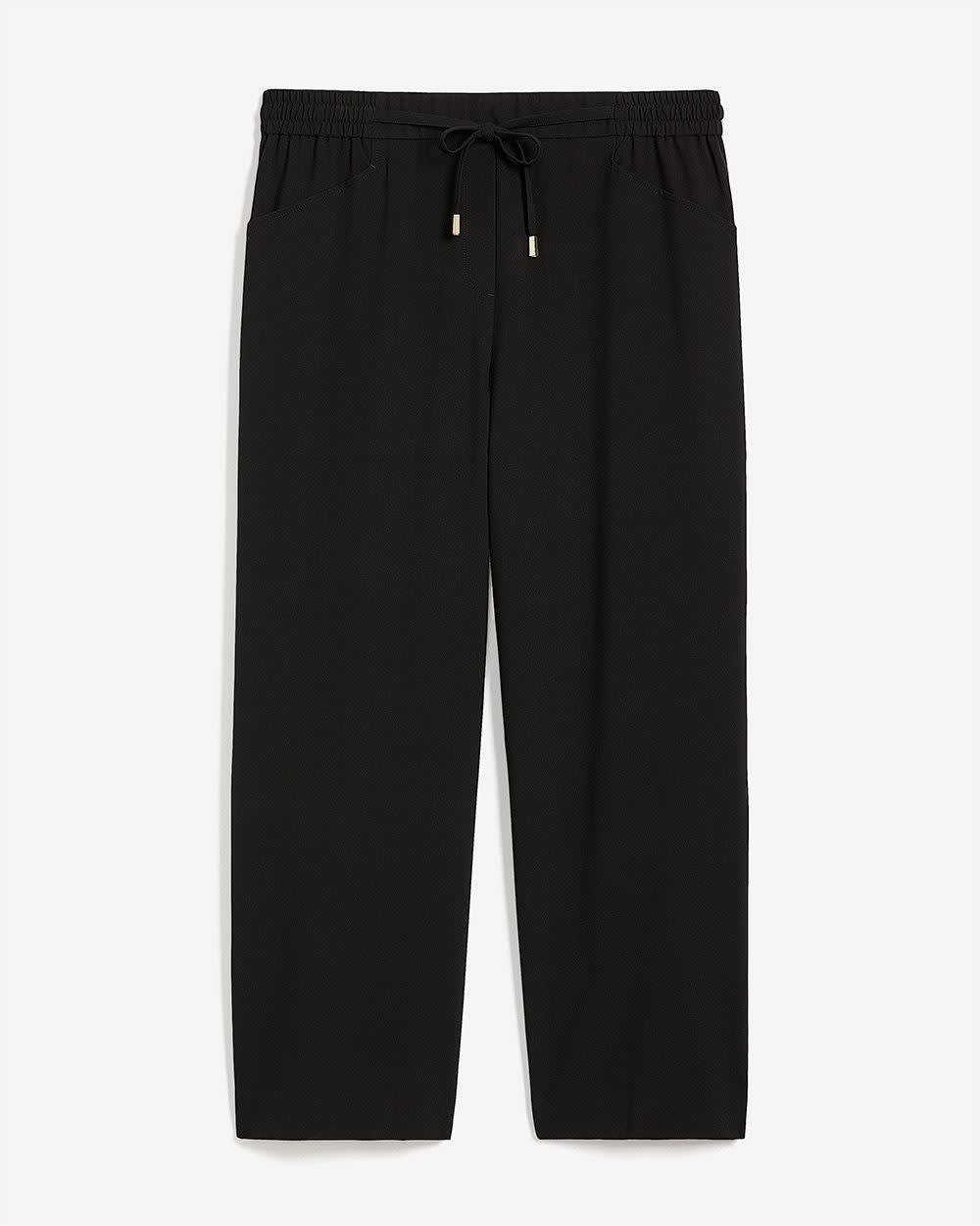 Black Pull-On Tuxedo Wide-Leg Pant