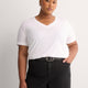 White Boyfriend-Fit V-Neck T-Shirt with Slits