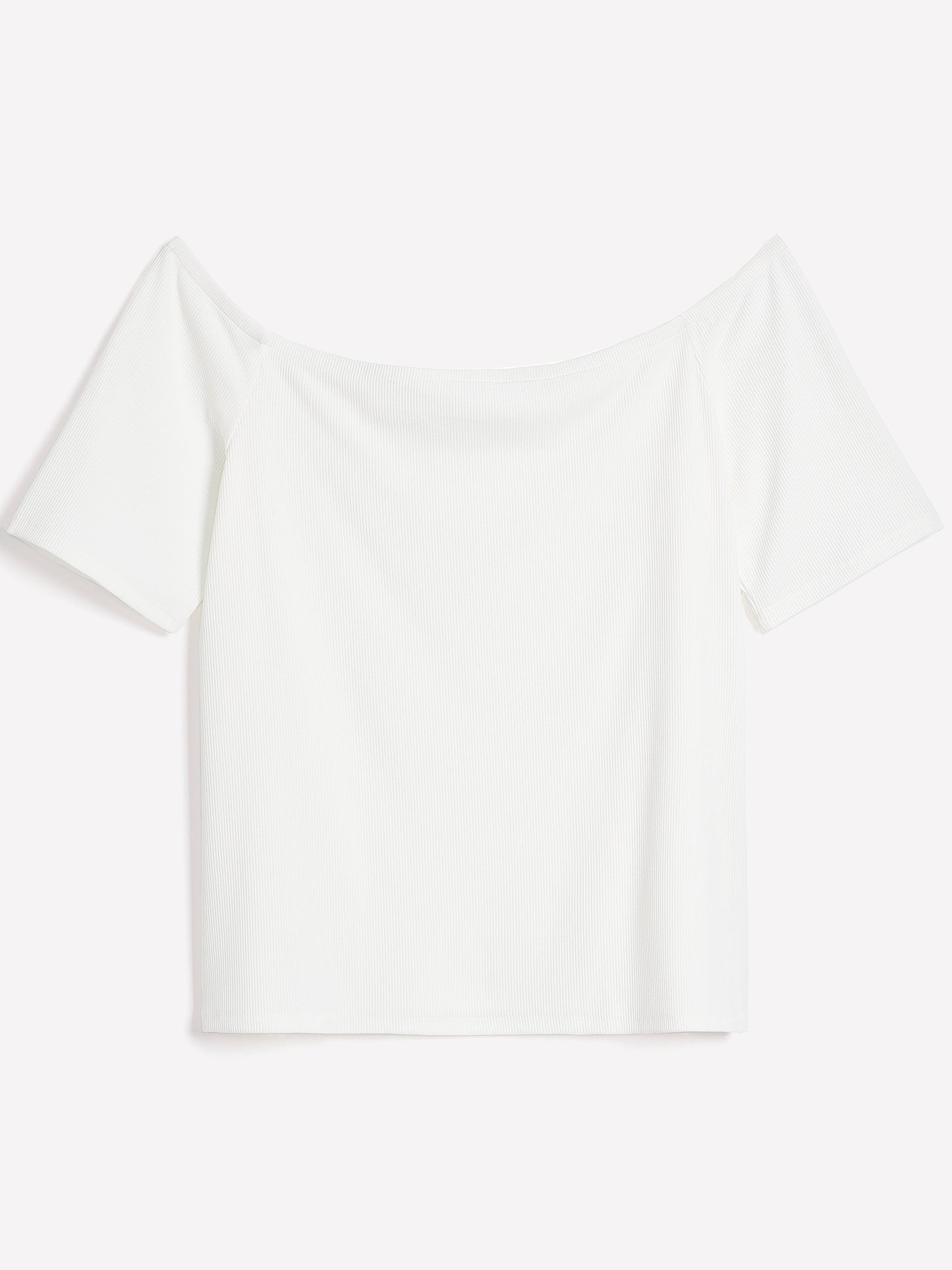 Off-Shoulder Ribbed Knit Fitted Top