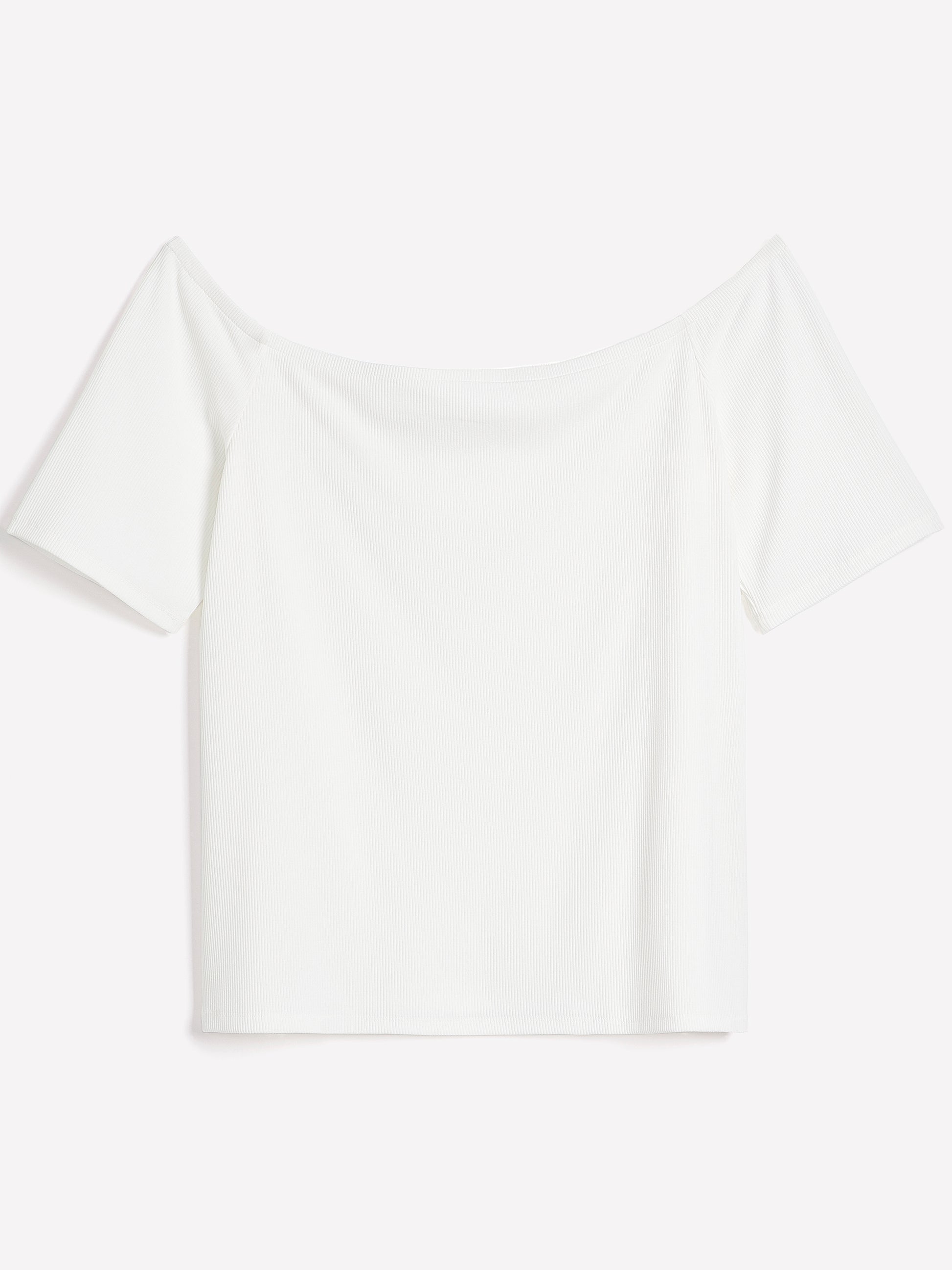 Off-Shoulder Ribbed Knit Fitted Top