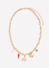 Short Golden Link Necklace with Charms