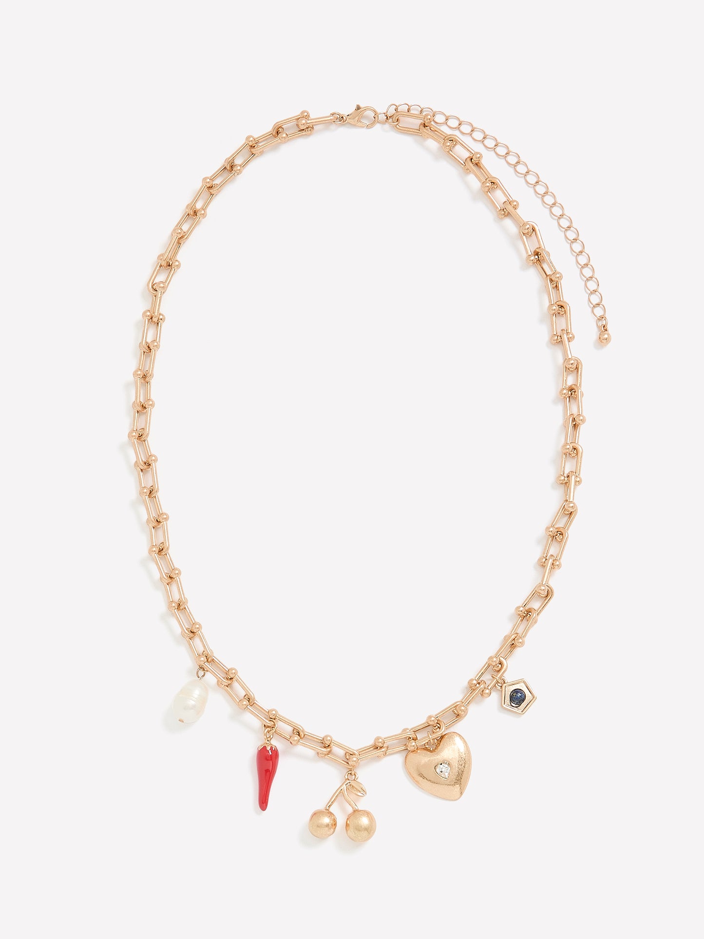 Short Golden Link Necklace with Charms