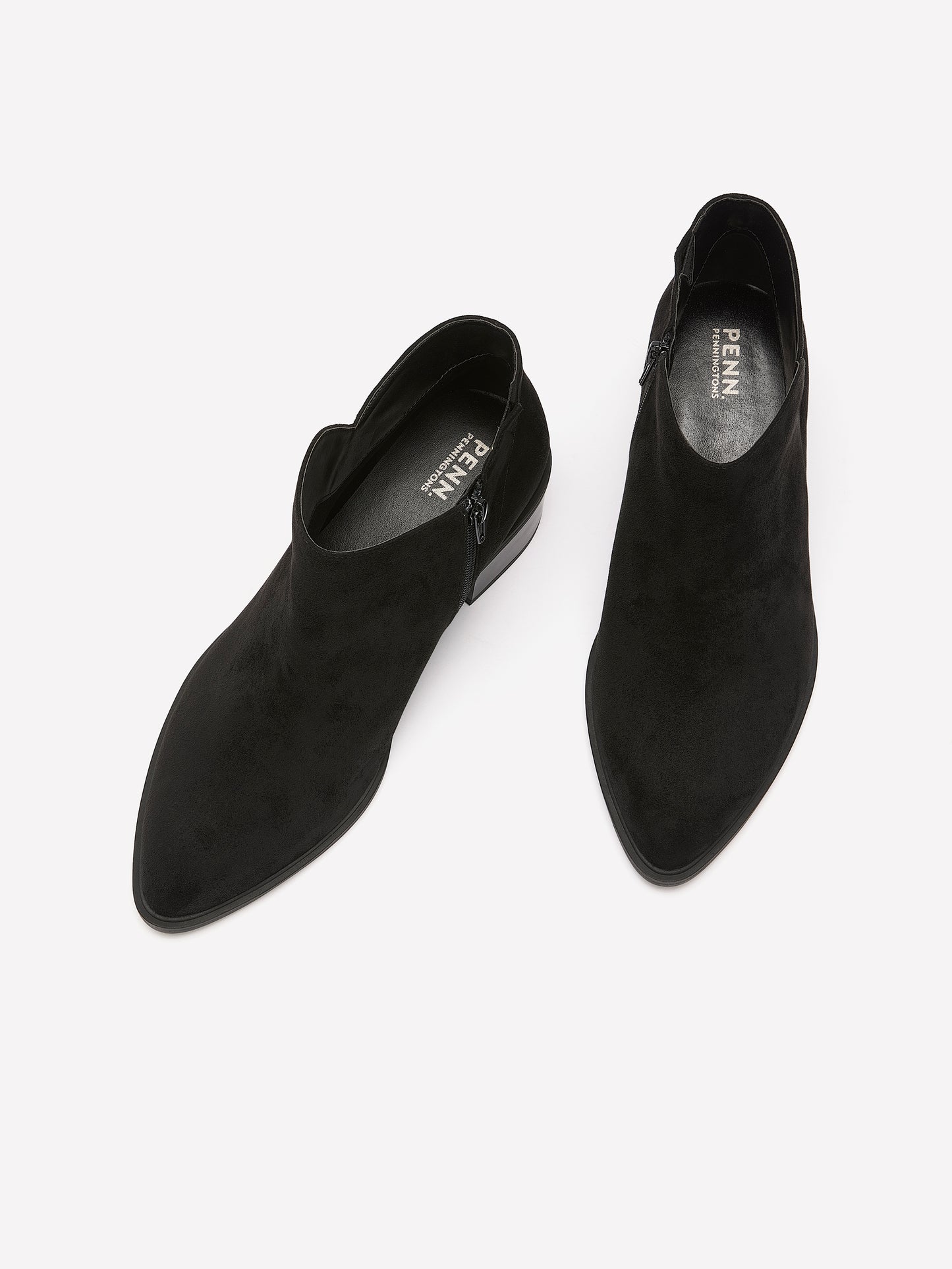Wide Width, Winnie Black Microsuede Low-Heel Bootie