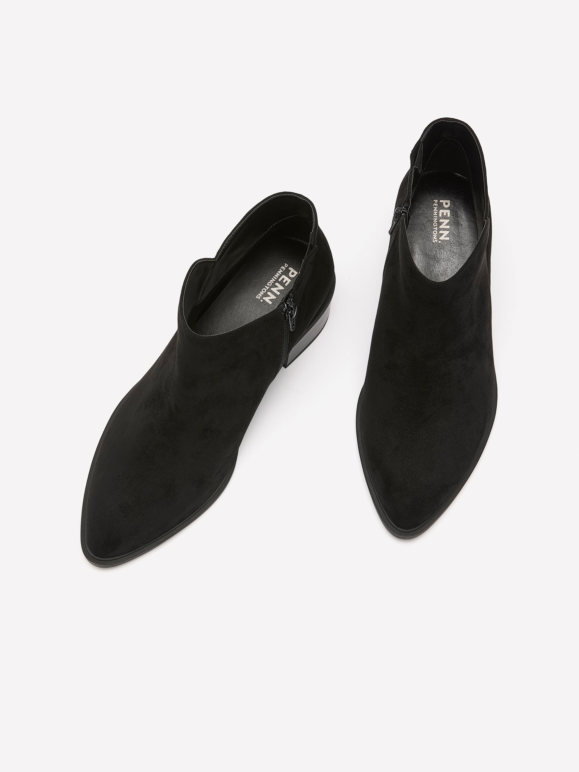 Wide Width, Winnie Black Microsuede Low-Heel Bootie
