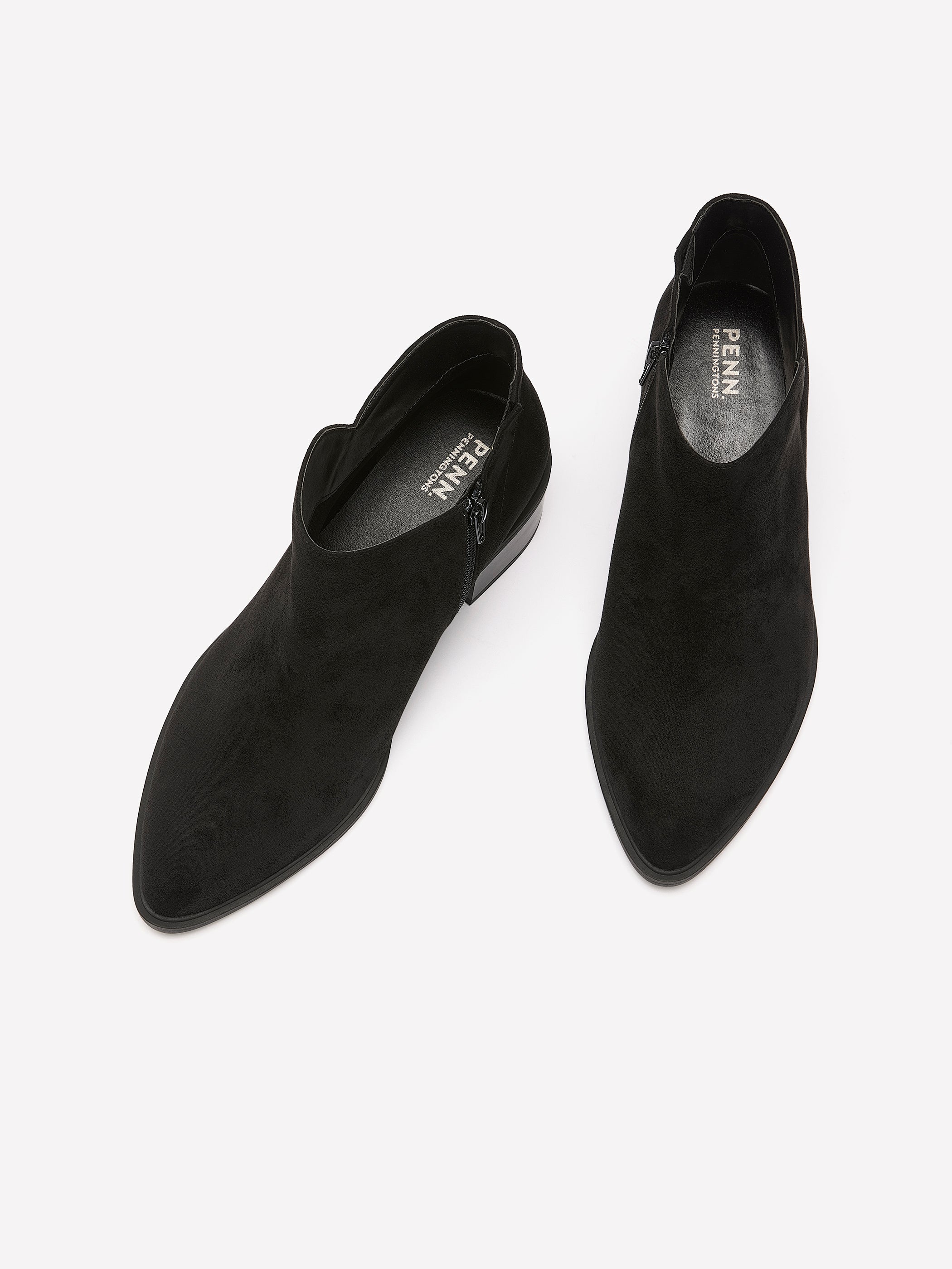 Wide Width, Winnie Black Microsuede Low-Heel Bootie