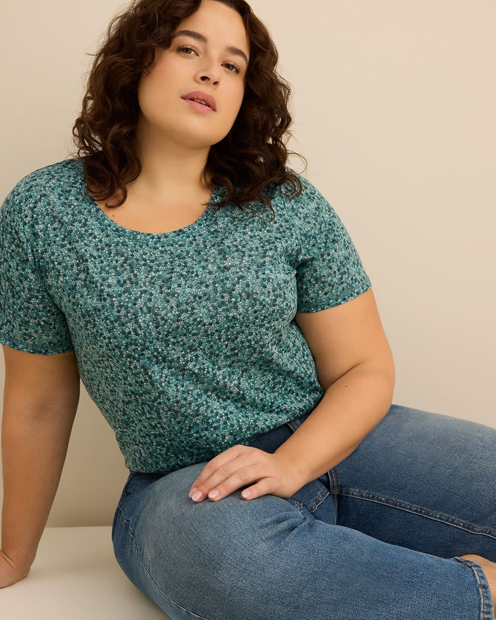 T-shirt coupe galbée à col rond 