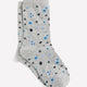 Light Grey Scalloped-Edge Crew Socks with Floral Print