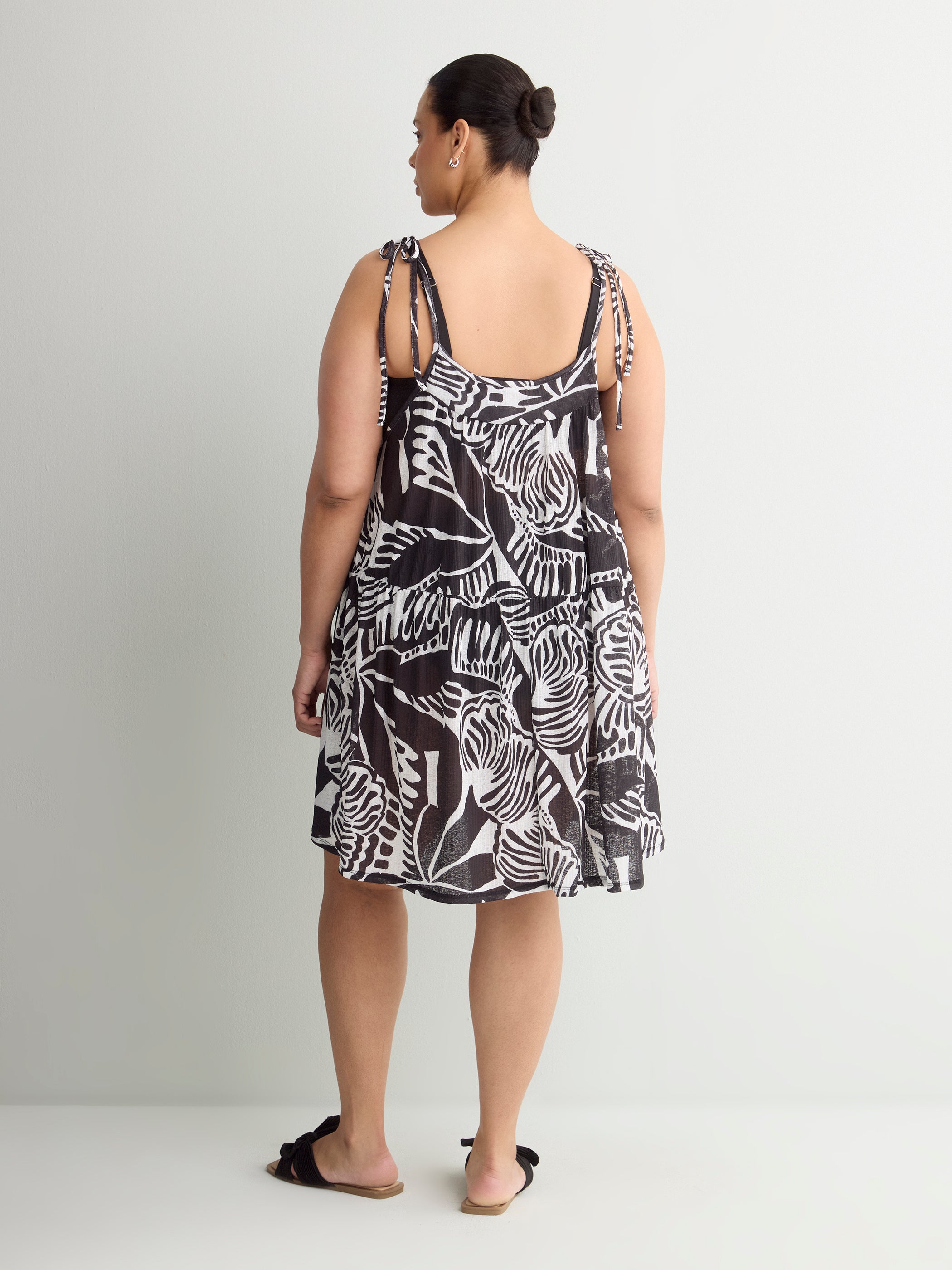 Pleated Sleeveless Onion-Skin Cover-Up Dress