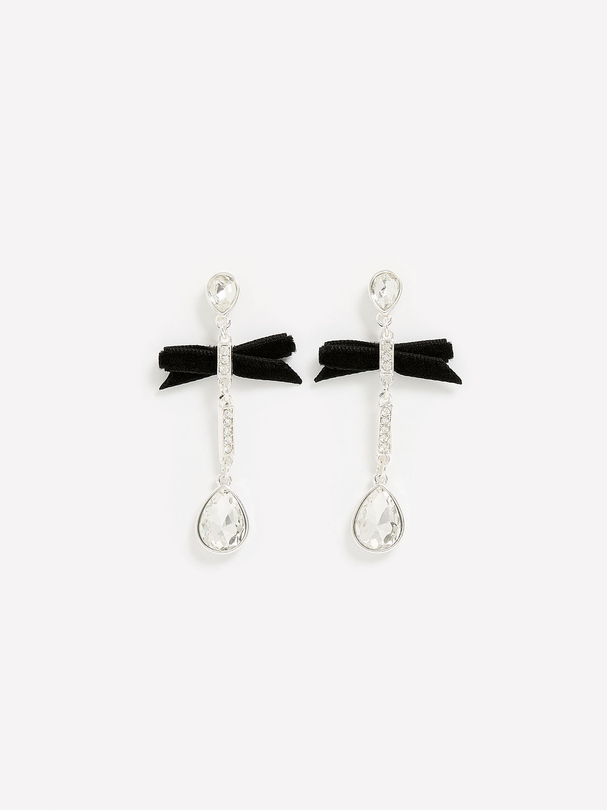Pendant Stone Earrings with Velvet Bow