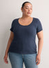 Ribbed Knit Fitted Short-Sleeve T-Shirt