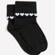 Black Fold-Over Ankle Socks with Heart Print