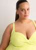 Lime Green Twisted Babydoll Tankini Top
