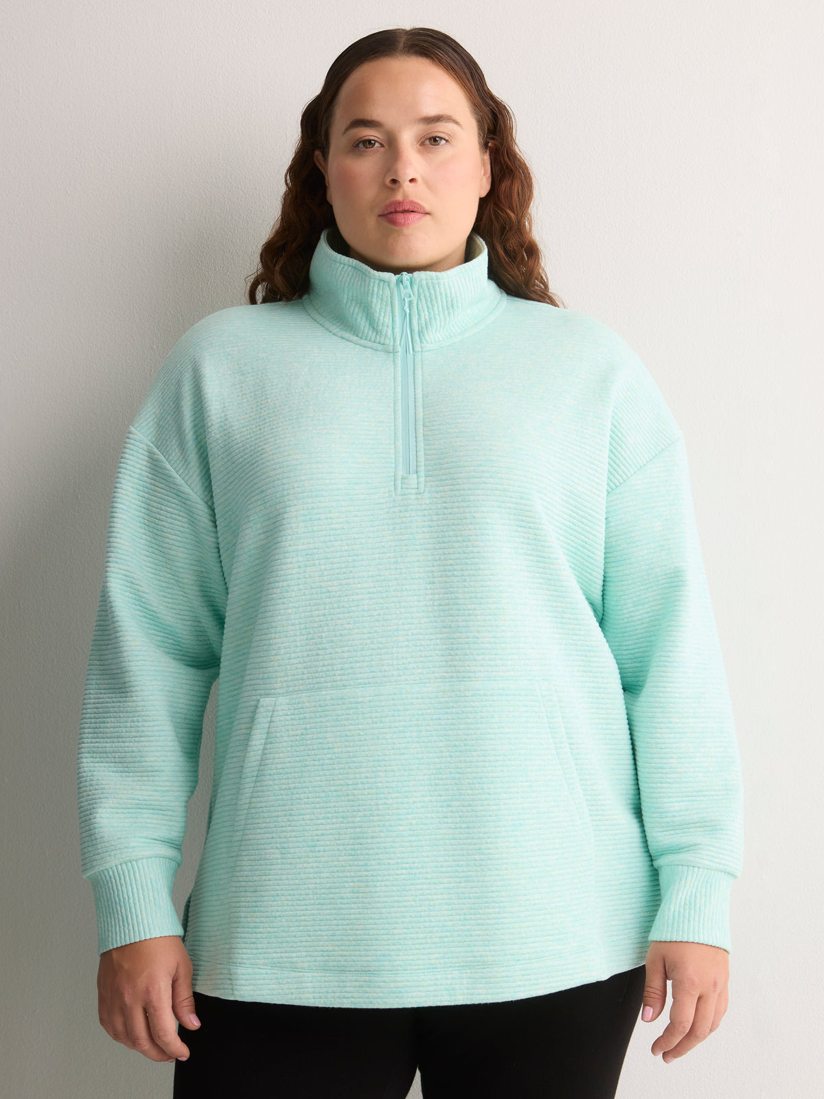 Long Icy Blue Ottoman Half-Zip Sweatshirt - Active Zone
