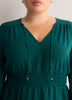 V-Neck Long-Sleeve Elastic-Waist Woven Blouse