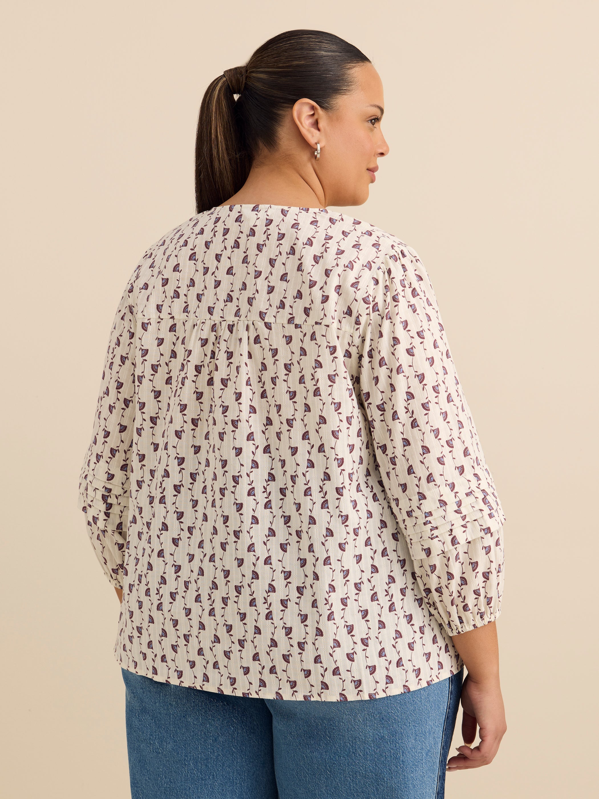 Cotton Blouse with Balloon Sleeves