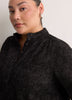 Black A-Line Long-Sleeve Denim Dress with Ruffled Collar