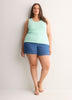Scoop-Neck Embroidered Ribbed Knit Fitted Tank Top