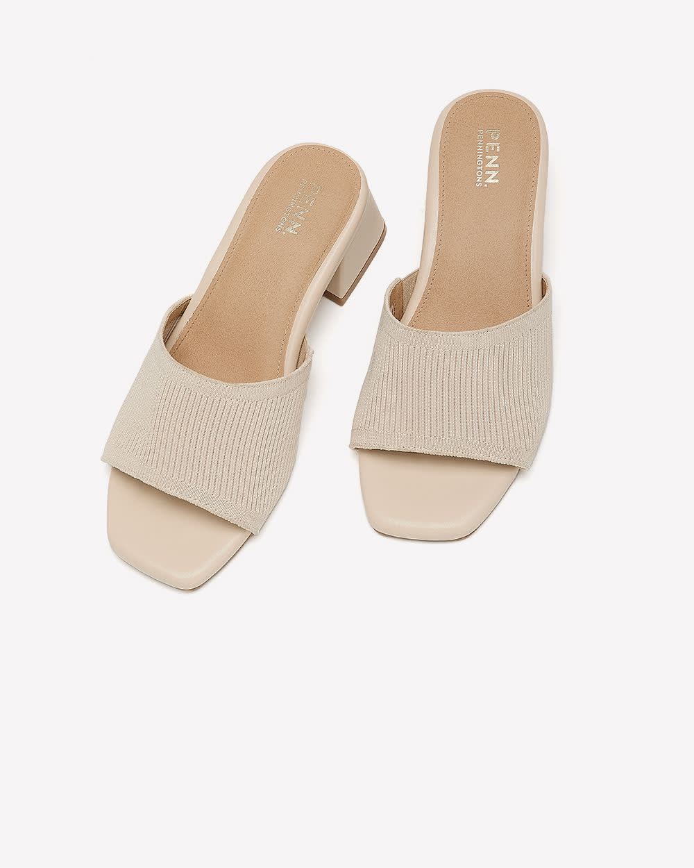 Extra Wide Width, Knit Mule Sandal with Flared Heel
