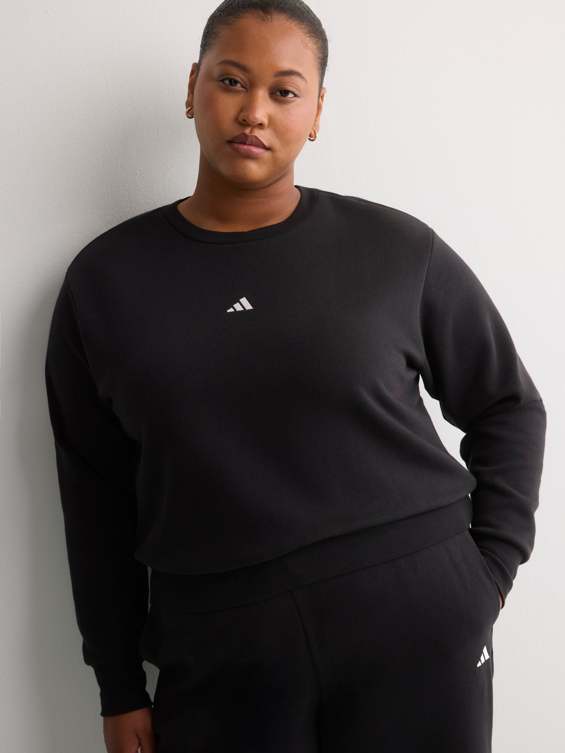 Black Feel Cozy Fleece Sweatshirt with Small Logo - adidas