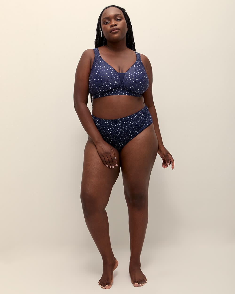 Navy Heart-Print Wireless Padded T-Shirt Bra - ti Voglio