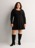Ribbed Fit-and-Flare Crew-Neck Short Dress