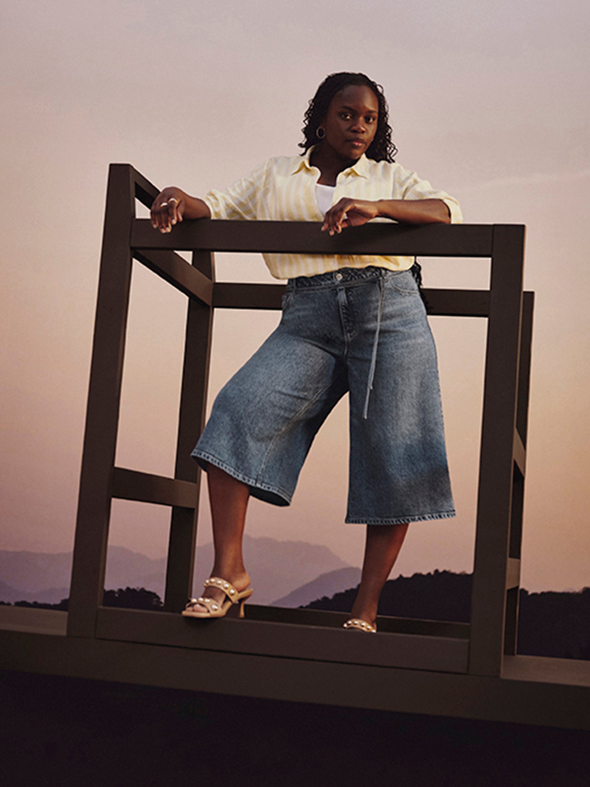 Curvy Mid-Rise Culotte Wide-Leg Denim Pant - d/C JEANS