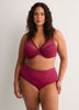 Red Underwire Clip Dot Mesh Balconette Bra with Lace - Déesse