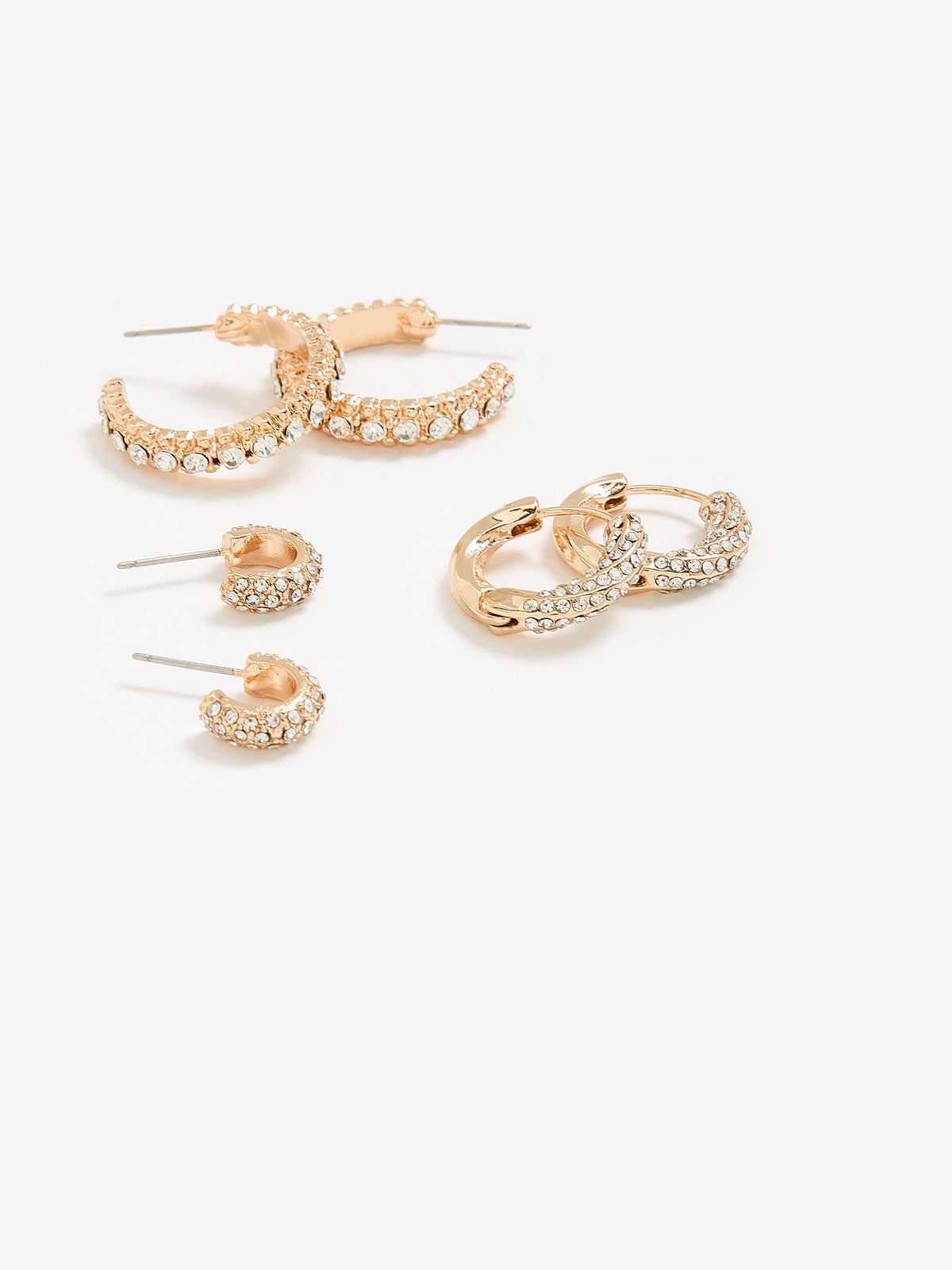 Assorted Small Glitz Hoop Earrings, Set of 3