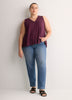 Sleeveless V-Neck Swing Top