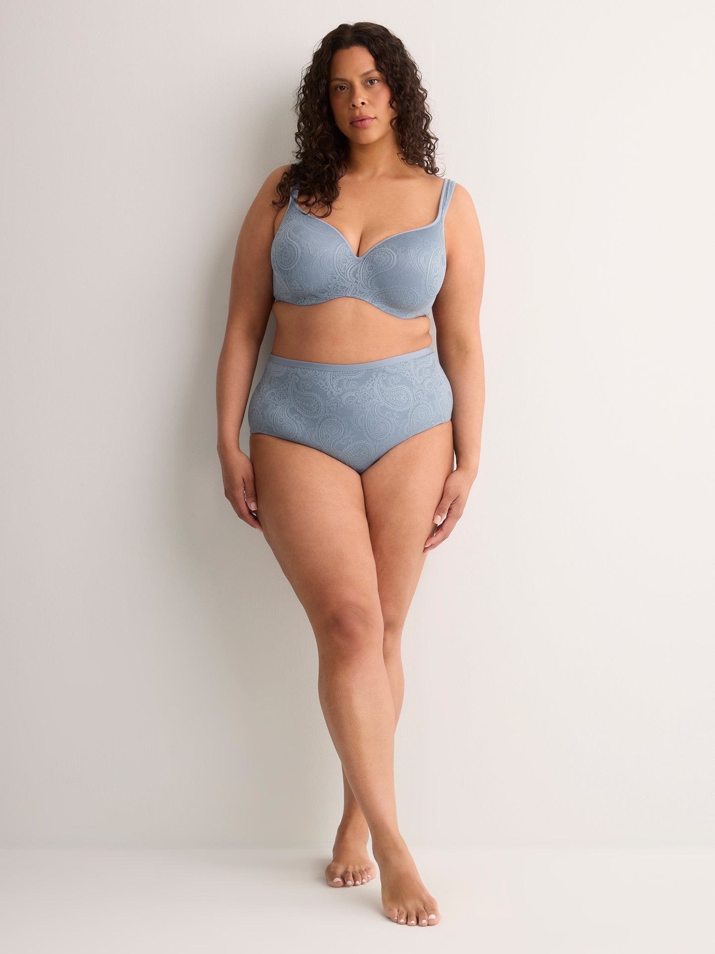 Blue Lace Underwire Padded T-Shirt Bra - tiVOGLIO