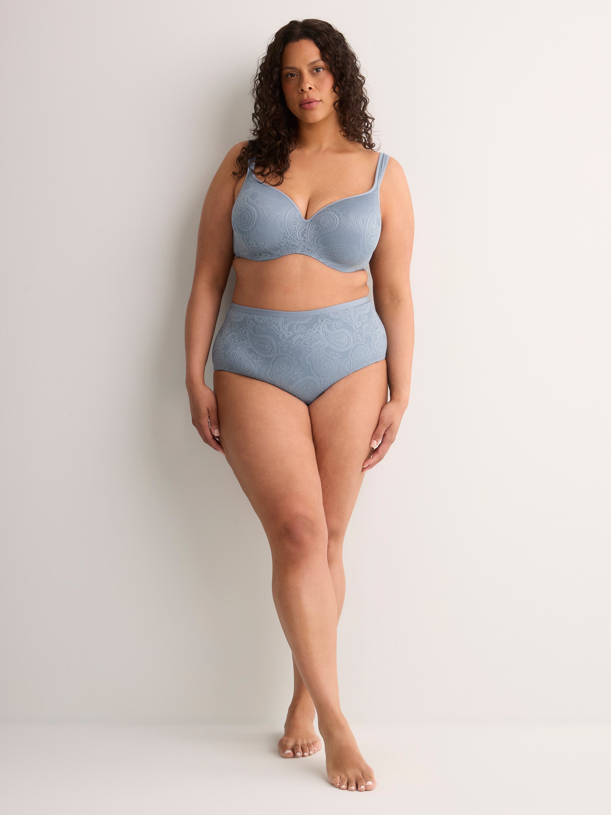 Blue Lace Underwire Padded T-Shirt Bra - tiVOGLIO
